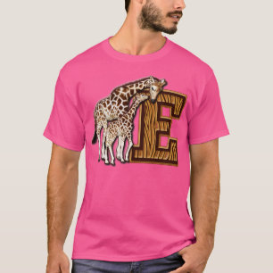 Camiseta Mãe e Bebê Girafa Monograma E