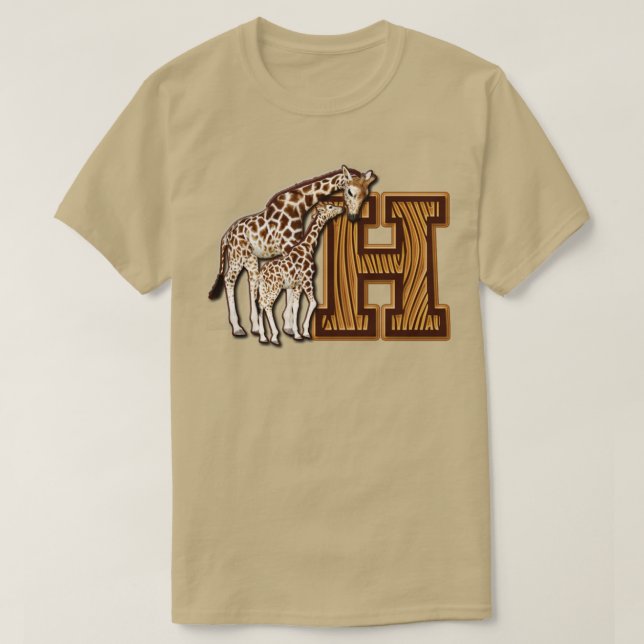 Camiseta Mãe e Bebê Girafa Monograma H (Frente do Design)