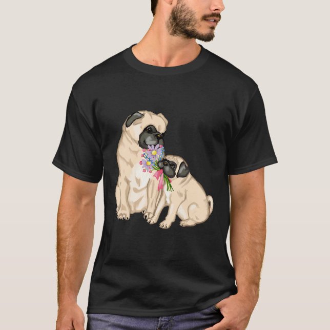 Camiseta Mãe e Bebê Pug Personalizado 731 (Frente)