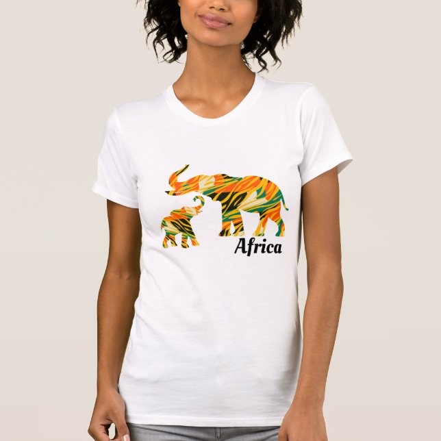 Camiseta Mãe e Elefante para Bebês| Padrão Africano (Frente)