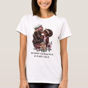 Camiseta Mãe e Filha Pretas de Aquarela (3)
