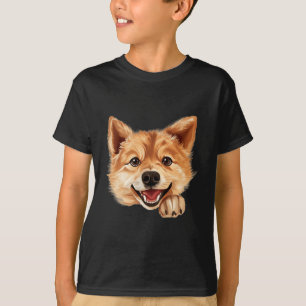 Camiseta Mãe e Pai do Cão Spitz Finlandês Espiando Cachorri