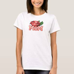 Camiseta Mãe e Rosa vermelha com Dewdrops