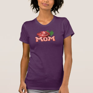 Camiseta Mãe e Rosa vermelha com Dewdrops