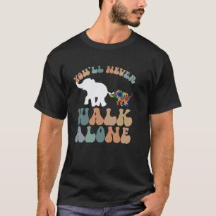 Camiseta Mãe Elefante Autismo Apoio Sozinho Quebra-Cabeça V