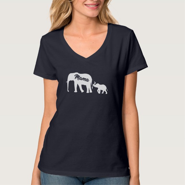 Camiseta Mãe Elefante Com Dia de as mães De Bebê, Presente  (Frente)