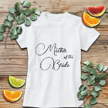 Camiseta Mãe Elegante da Caligrafia da Noiva<br><div class="desc">Um presente que você pode oferecer à mãe da noiva.</div>