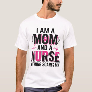 Camiseta Mãe Enfermeira Nada Me Assusta Desenho Vintage