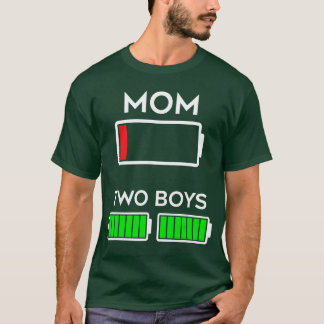 Camiseta Mãe engraçada de dois meninos design retrô bateria