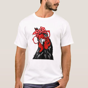 Camiseta Mãe Engraçada De Frango Com Bandana E Glasse