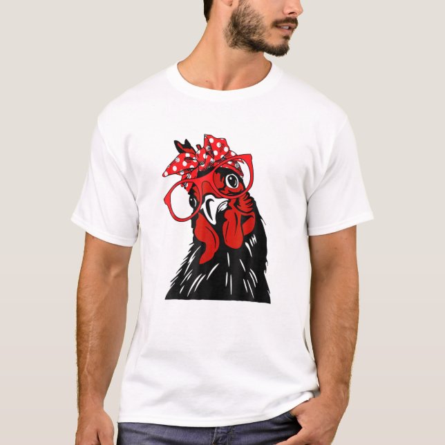 Camiseta Mãe Engraçada De Frango Com Bandana E Glasse (Frente)