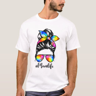 Camiseta Mãe Engraçada Vida Cabelo Maluco Tie Dye Mulhere