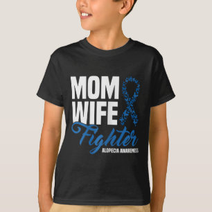 Camiseta Mãe Esposa Combatendo Fita Azul Alopecia Consciênc