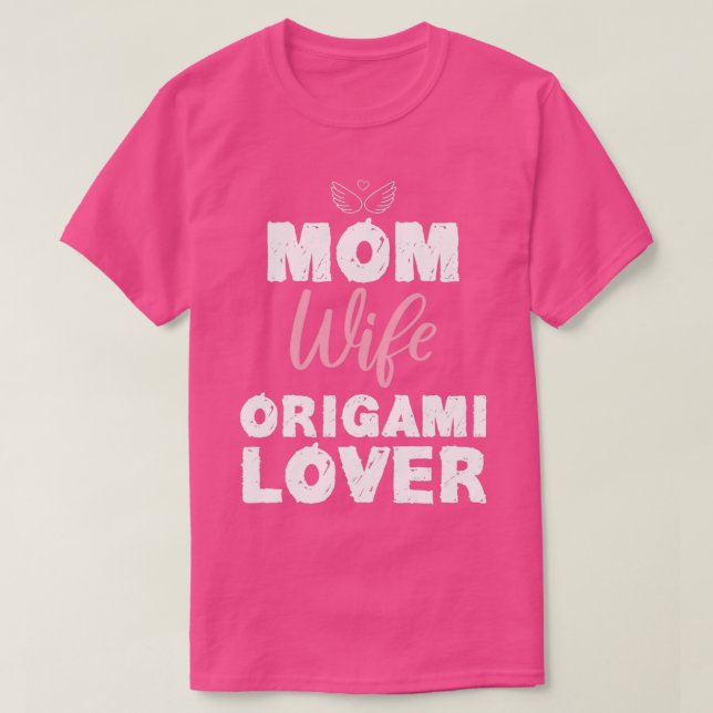 Camiseta Mãe Esposa Origami Sobreviveu Engraçada Design Par (Frente do Design)