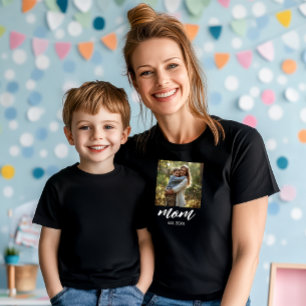 Camiseta Mãe Estabeleceu Foto Dia das Mães