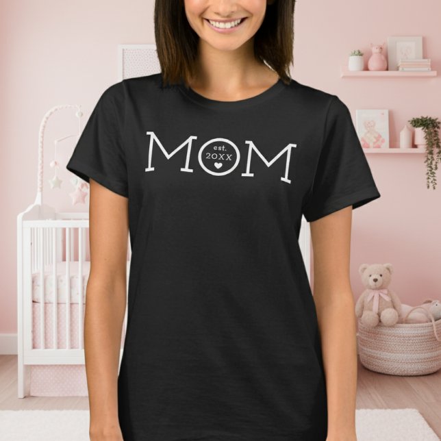 Camiseta Mãe Estabeleceu o Coração Mínimo Preto (Criador carregado)