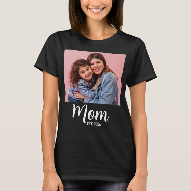 Camiseta Mãe Estabeleceu Presente de Foto (Frente)