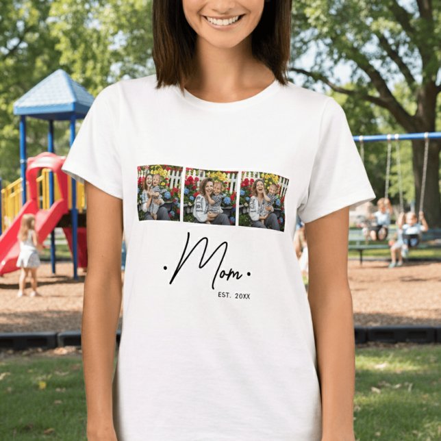 Camiseta Mãe Estabeleceu Roteiro 3 Foto Branco (Criador carregado)