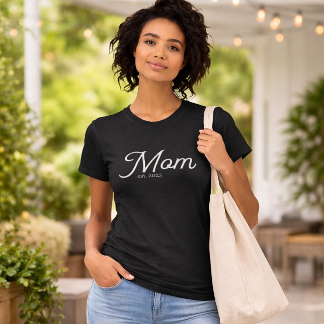 Camiseta Mãe Estabeleceu Script Branco (Criador carregado)