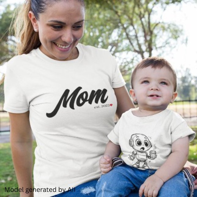 Camiseta Mãe Estabelecida em Letra Preta (Criador carregado)