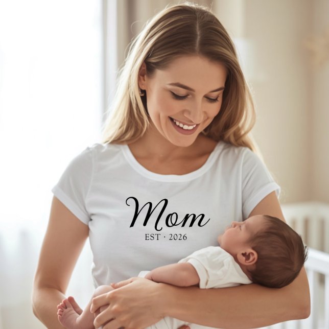 Camiseta Mãe Estabelecida em Script Preto  (Criador carregado)