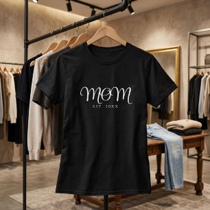 Camiseta Mãe Estabelecida Novo Presente de Mãe Branco Scrip