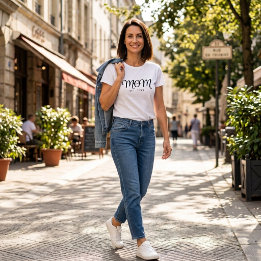 Camiseta Mãe Estabelecida Novo Presente de Mãe Rótulo Preto