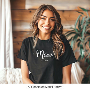 Camiseta Mãe Estabelecida Novo Presente para Mãe