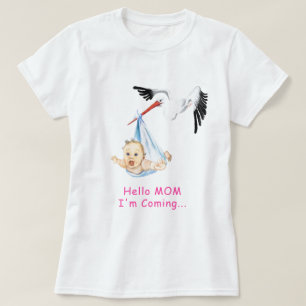 Camiseta Mãe, estou indo... Texto de adição de Carregand