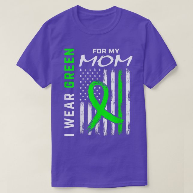 Camiseta Mãe Eu Visto Verde Para Minha Mãe Doença De Rim Em (Frente do Design)