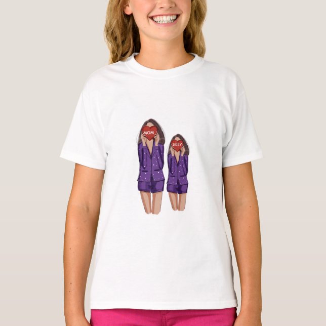 Camiseta mãe, filha, dia de as mães, arte, (Frente)