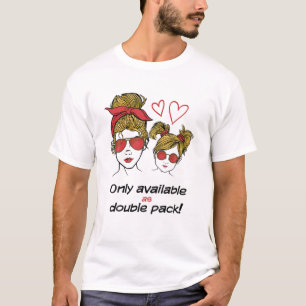 Camiseta Mãe Filha Filha Cita Amizade Corações de Amor