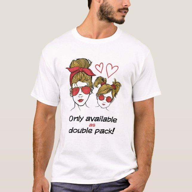 Camiseta Mãe Filha Filha Cita Amizade Corações de Amor (Frente)