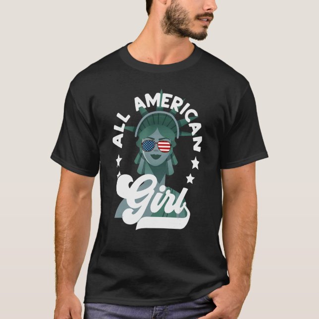 Camiseta Mãe Filha Quarto Quarto De Julho De Todos Os Ameri (Frente)
