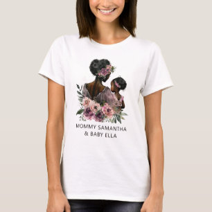 Camiseta Mãe Floral Personalizada e Bebê