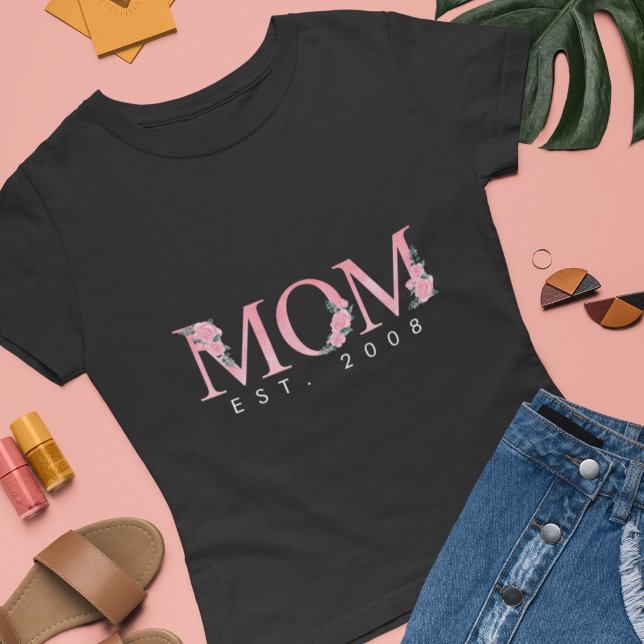 Camiseta Mãe Floral Rosa personalizada (Criador carregado)