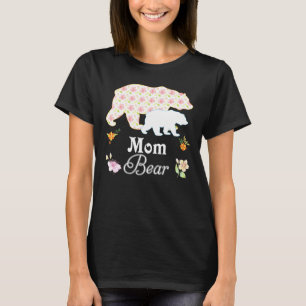 Camiseta Mãe Floral Urso Floral Mamãe Familiar Bonito Avó M
