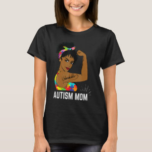 Camiseta Mãe Forte Conscientização do Autismo Mãe Afro Mulh