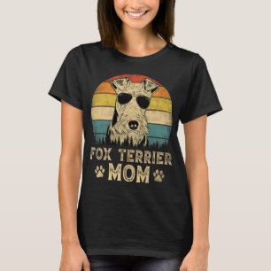 Camiseta Mãe Fox Terrier Vintage Amantes de Cães Dia das Mã