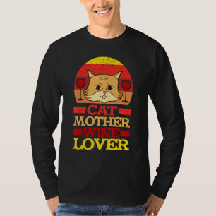 Camiseta Mãe Gata E Bebendo De Provando De Vinho