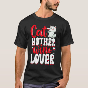 Camiseta Mãe Gato Vinho Mãe Bebendo Vinho Pai Gato Mãe
