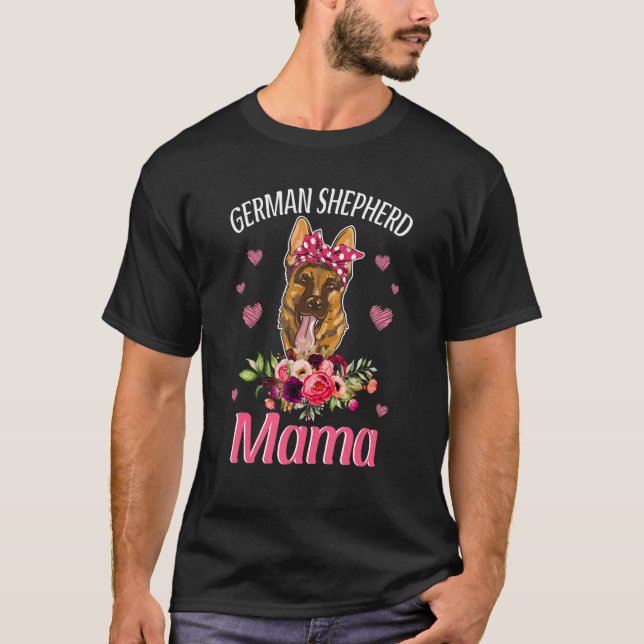 Camiseta Mãe German shepherd german shepherd Mãe Floral (Frente)