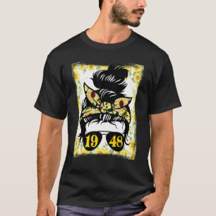 Camiseta Mãe Girassol Nascida Em 1948 Aniversário Mulher De
