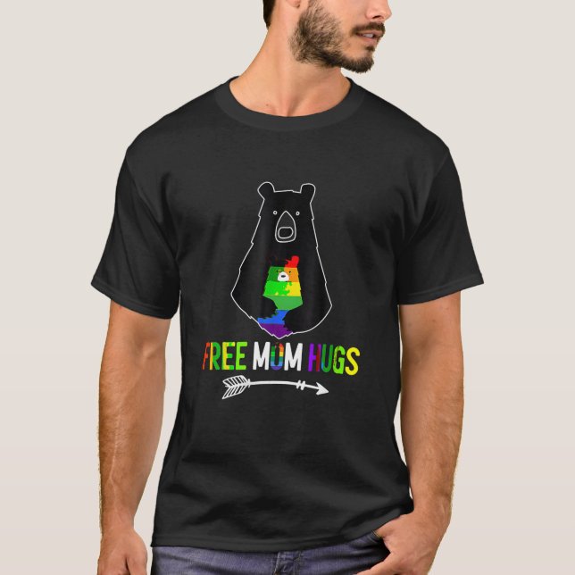 Camiseta Mãe grátis Abraça Orgulho LGBTQ Gay Rainbow Flag M (Frente)