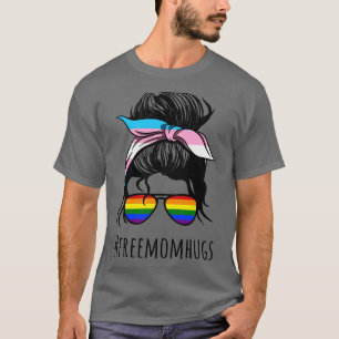 Camiseta Mãe grátis Abraços IV Mensagem Bun Rainbow Gay Tra
