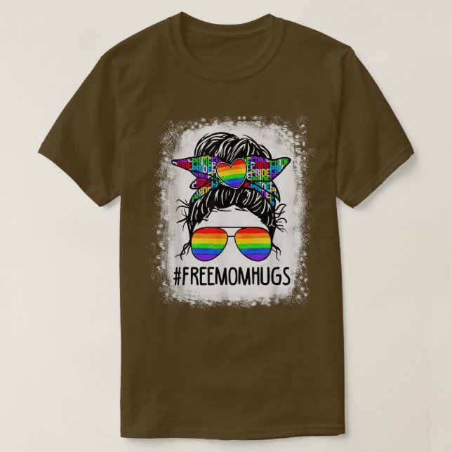 Camiseta Mãe grátis abraçou Orgulho LGBT Mensageiro Rainbo (Frente do Design)