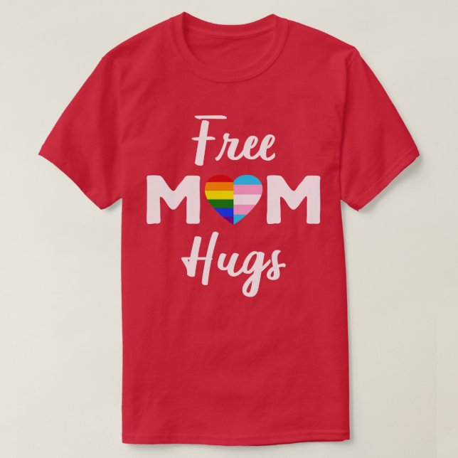 Camiseta Mãe grátis Hugs II Rainbow Gay Trans Pride (Frente do Design)
