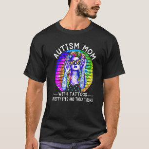Camiseta Mãe Hippie Autista Com Tatuagens Olhos Bonitos E C