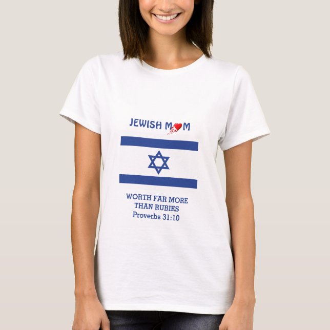 Camiseta MÃE JUDAICA vale mais do que rubis. (Frente)