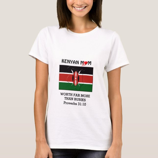 Camiseta MÃE KENYAN vale mais do que Rubies PROVERBS 31 (Frente)